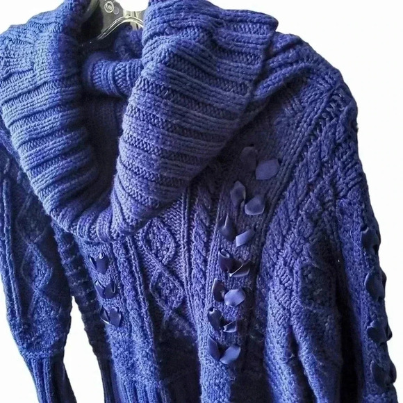 Ralph Lauren Denim & Supply Sweater Women L Navy Cable Knit Cowl - Picture 5 of 10